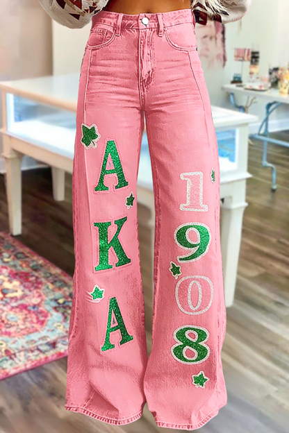 Alpha Kappa Alpha Sorority Wide-Leg Pants