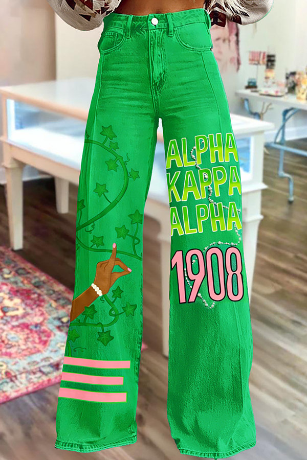 Classic Alpha Kappa Alpha Sorority Wide-Leg Pants