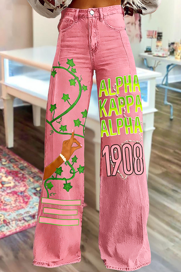 Classic Alpha Kappa Alpha Sorority Wide-Leg Pants