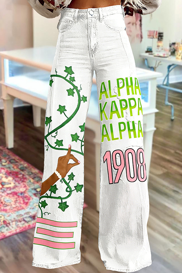 Classic Alpha Kappa Alpha Sorority Wide-Leg Pants