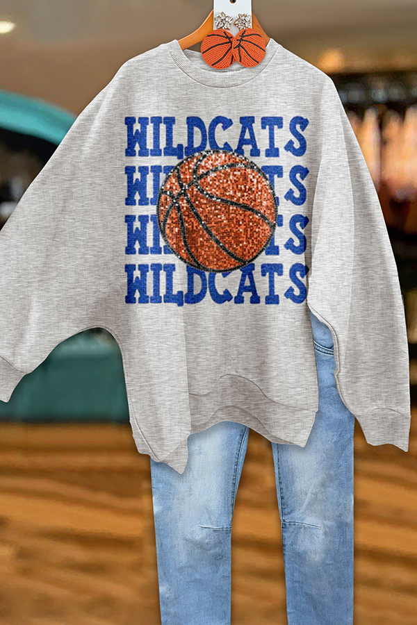 Game Day Basketball Blue Oversized Sweatshirt
