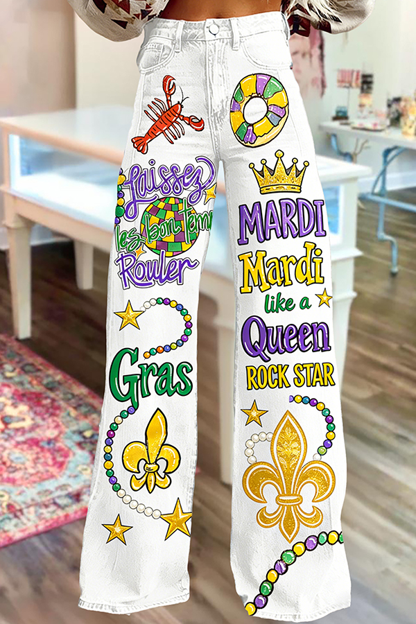 Unique Mardi Gras Wide-leg Pants