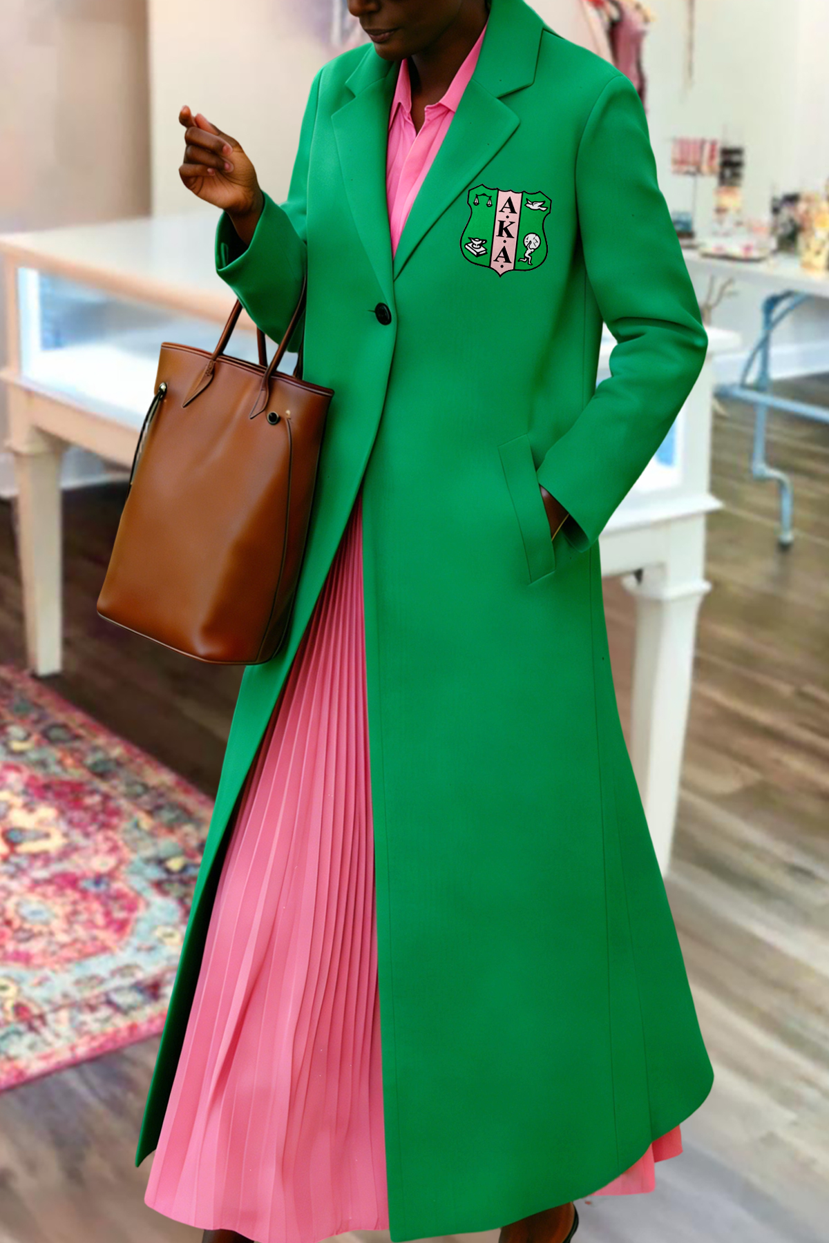 Elegant Alpha Kappa Alpha Sorority Long Blazer