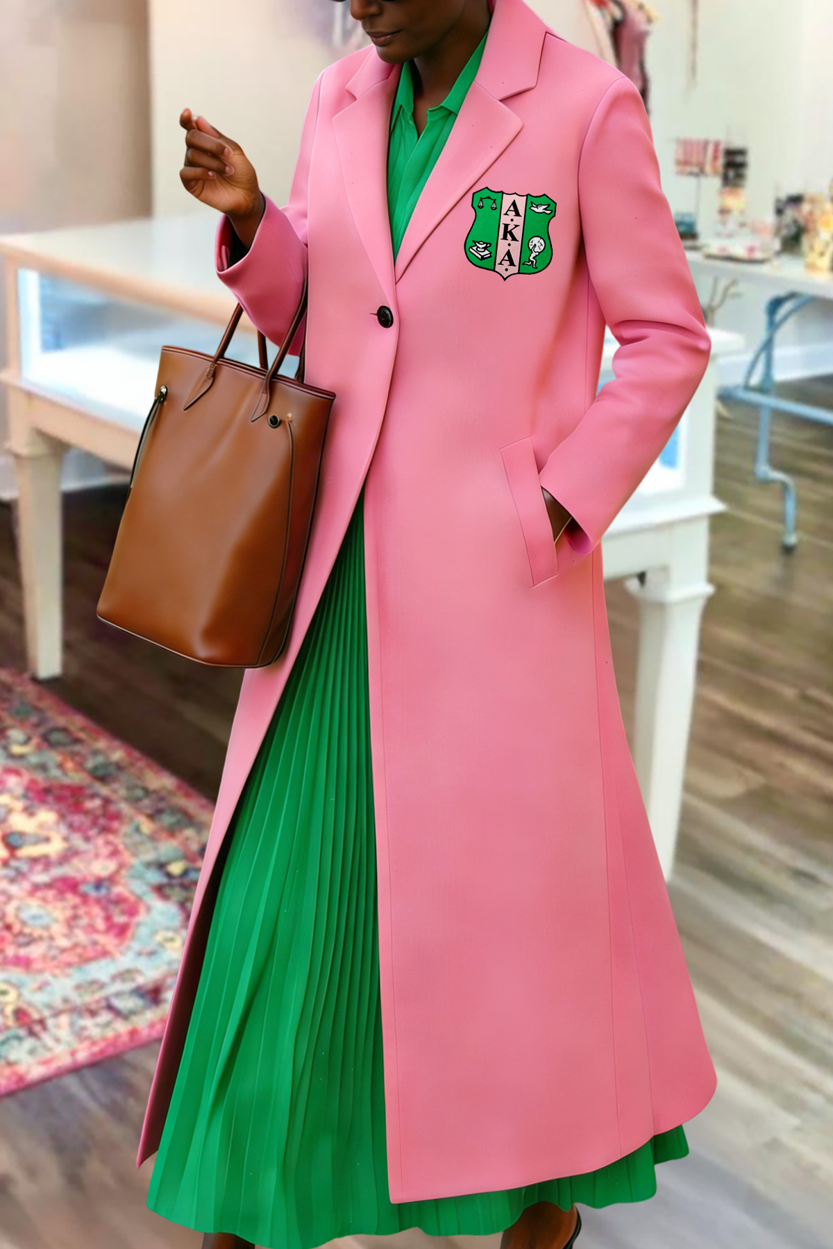 Elegant Alpha Kappa Alpha Sorority Long Blazer