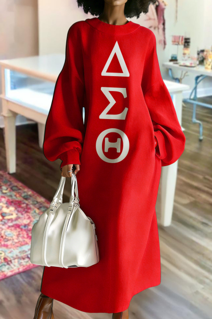 Casual Delta Sigma Theta Sorority Long Sweatshirt Dress
