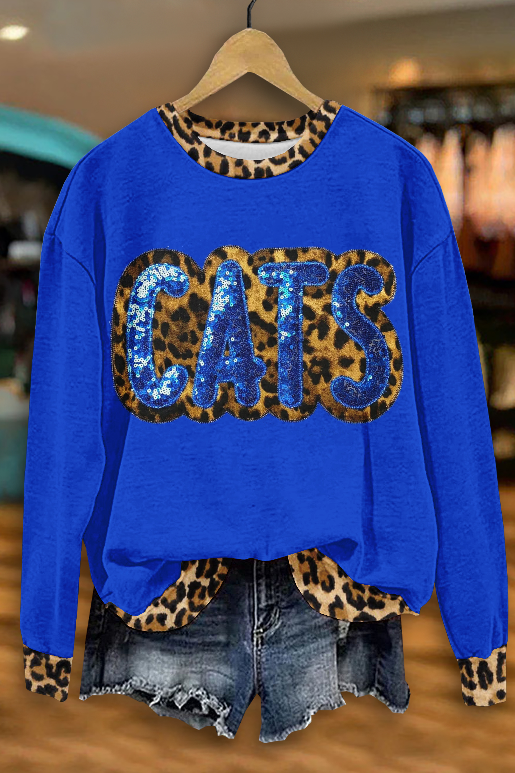 Game Day Leopard Print CATS Sweatshirt