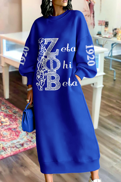Zeta Phi Beta Sorority Long Sweatshirt Dress