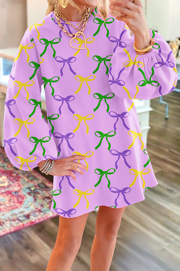Mardi Gras Bow Sweatshirt Dress