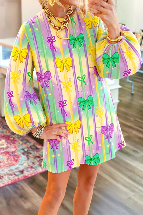Mardi Gras Bow Sweatshirt Dress