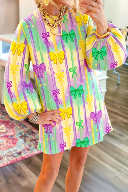 Mardi Gras Bow Sweatshirt Dress