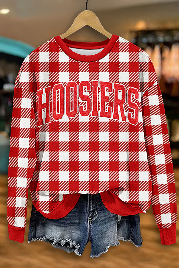 Classic Red and White Game Day Plaid Sweatshirt
