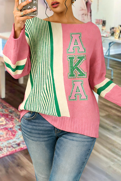 Alpha Kappa Alpha Sorority Striped Sweater
