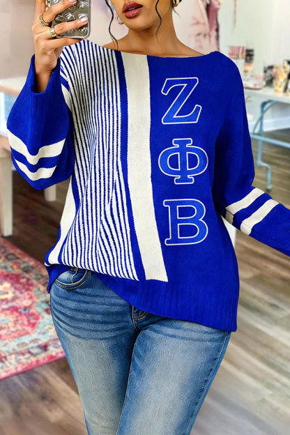 Zeta Phi Beta Sorority Striped Sweater