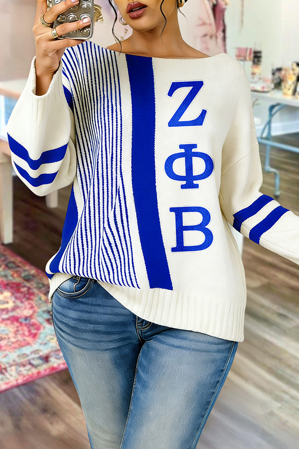Zeta Phi Beta Sorority Striped Sweater