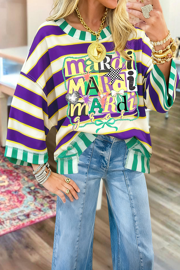 Fun Mardi Gras Striped Sweatshirt