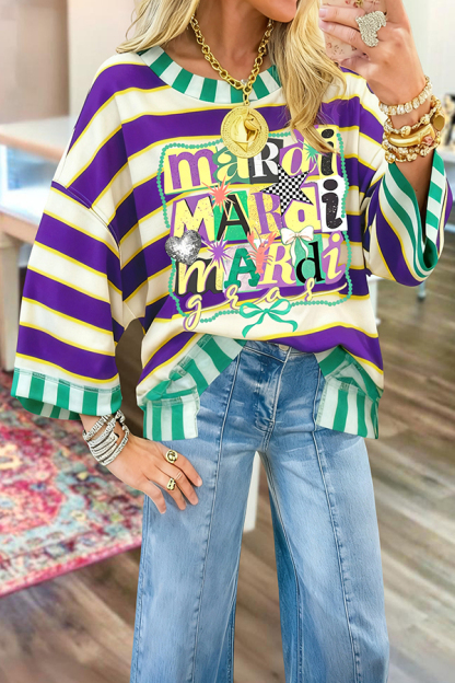 Fun Mardi Gras Striped Sweatshirt