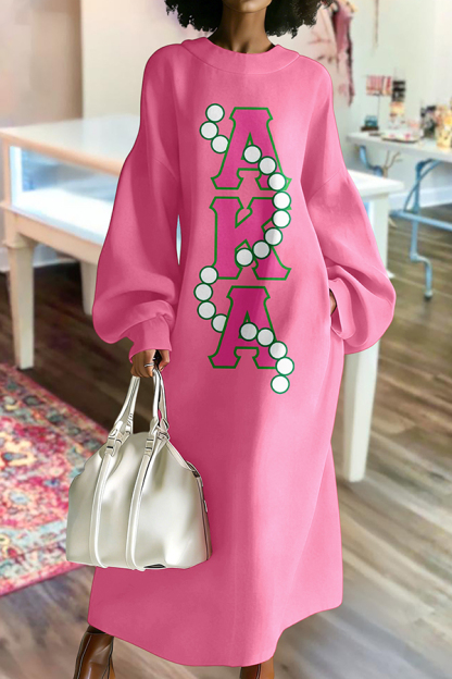 Casual Alpha Kappa Alpha Sorority Long Sweatshirt Dress