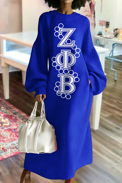 Casual Zeta Phi Beta Sorority Long Sweatshirt Dress