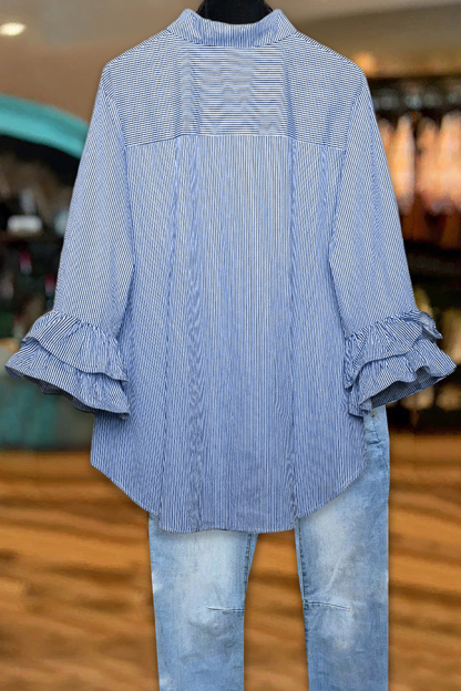 Classic Striped Ruffled Blouse