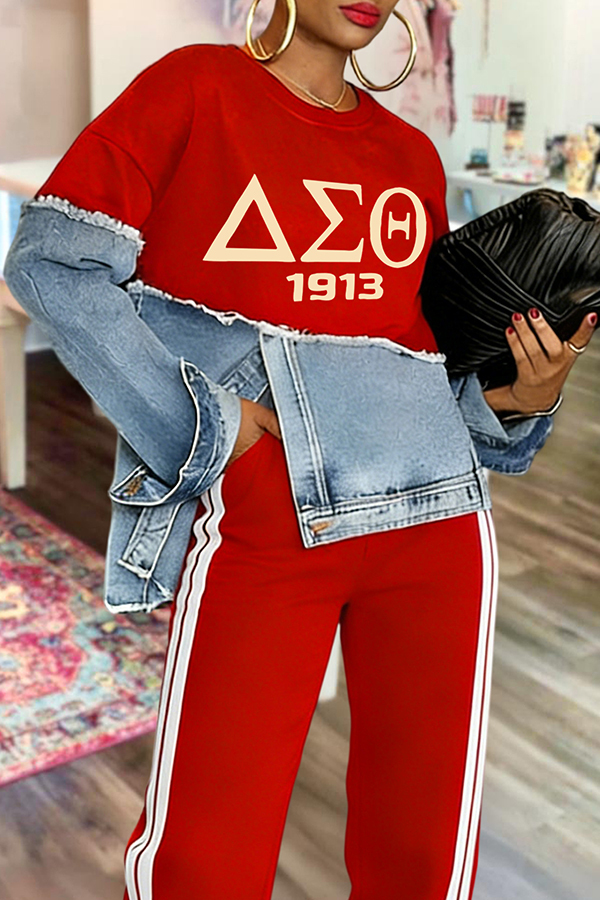 Delta Sigma Theta Sorority Denim-Paneled Sweatshirt