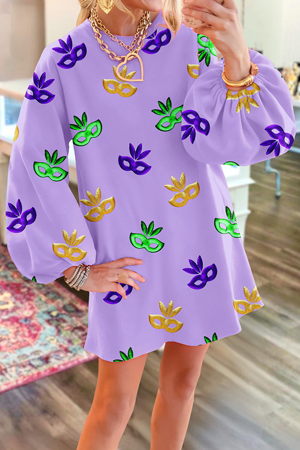 Mardi Gras Mask Sweatshirt Dress