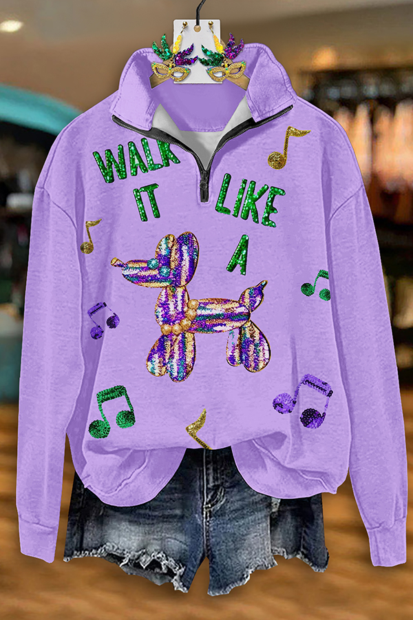 Cute Mardi Gras Zip-Up Sweatshirt