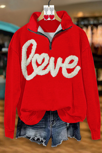Valentine's Day Love Zip-Up Sweatshirt
