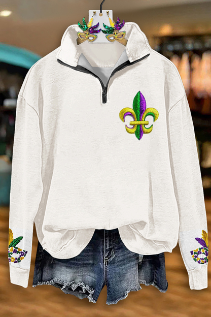 Classic Mardi Gras Zip-Up Sweatshirt