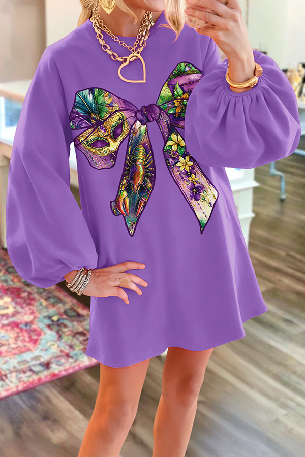 Mardi Gras Bow Sweatshirt Dress