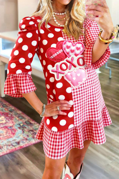 Valentine's Day Polka Dot and Plaid Dress