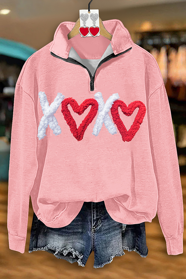 Classic Valentine's Day XOXO Zip-Up Sweatshirt