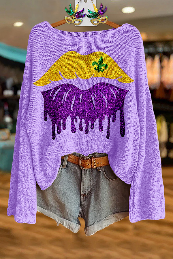 Mardi Gras Lip Sweater