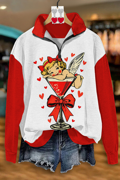 Cute Valentine's Day Zip-Up Sweatshirt