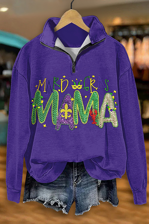 Mardi Gras Mama Zip-Up Sweatshirt