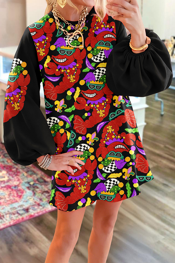 Fun Mardi Gras Crawfish Sweatshirt Dress