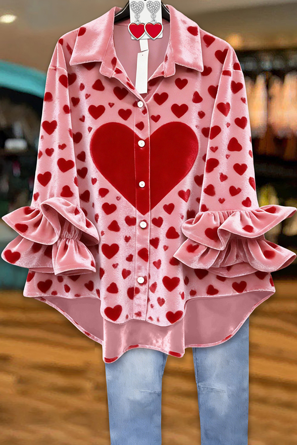 Valentine's Day Heart Velvet Blouses