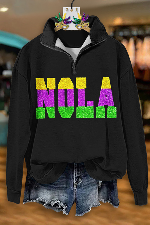 Mardi Gras Nola Zip-Up Sweatshirt