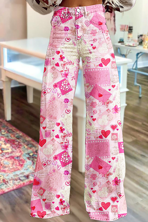 Sweet Valentine's Day Wide-Leg Pants