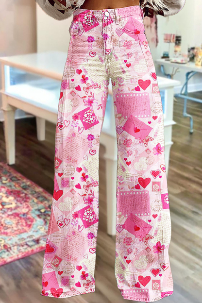Sweet Valentine's Day Wide-Leg Pants