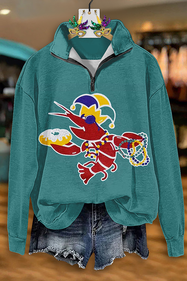 Mardi Gras Crawfish Zip-Up Sweatshirt