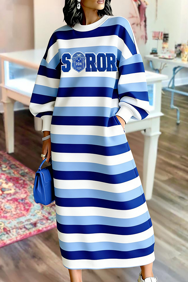 Zeta Phi Beta Sorority Striped Long Sweatshirt Dress