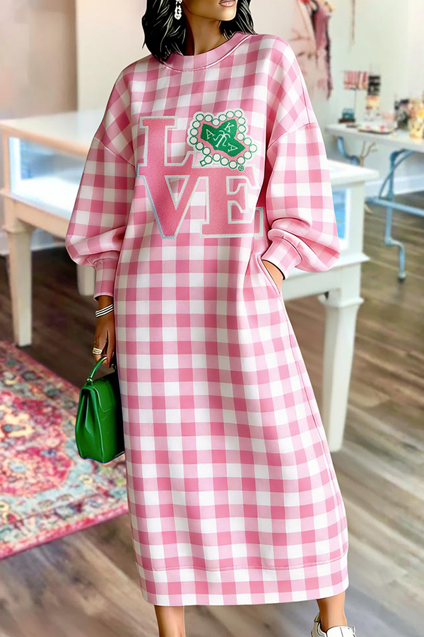 Alpha Kappa Alpha Sorority Plaid Long Sweatshirt Dress
