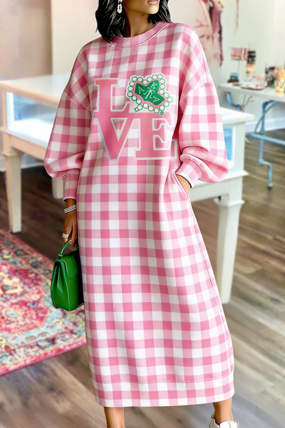 Alpha Kappa Alpha Sorority Plaid Long Sweatshirt Dress