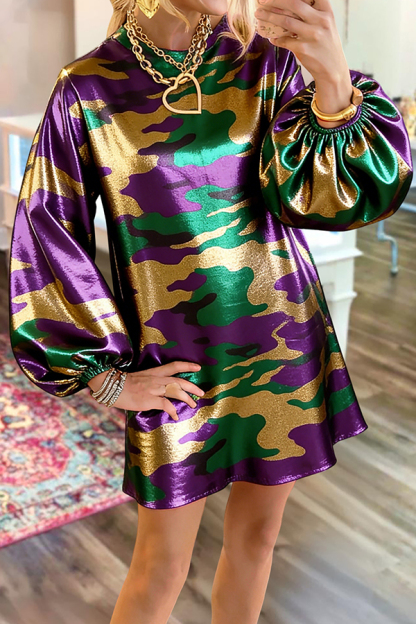 Mardi Gras Camouflage Sweatshirt Dress