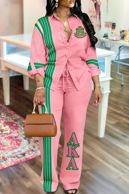 Alpha Kappa Alpha Sorority Shirt And Pants Two-Piece Set