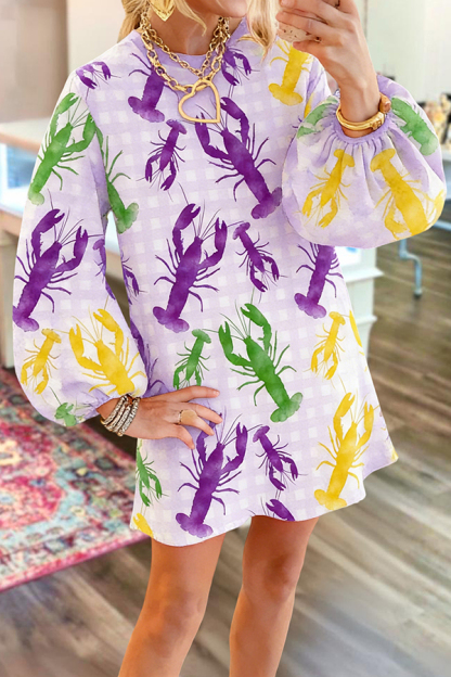 Mardi Gras Plaid Crawfish Sweatshirt Dress