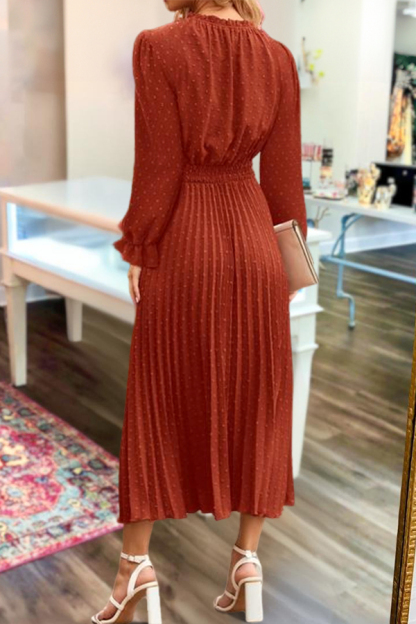 Vacation Polka Dot V-Neck Dress