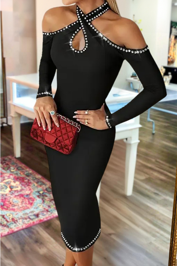 Elegant Rhinestone Cross Jumpsuit