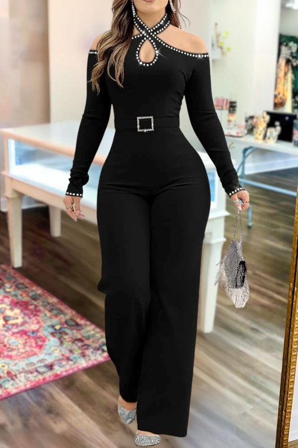 Elegant Rhinestone Cross Jumpsuit