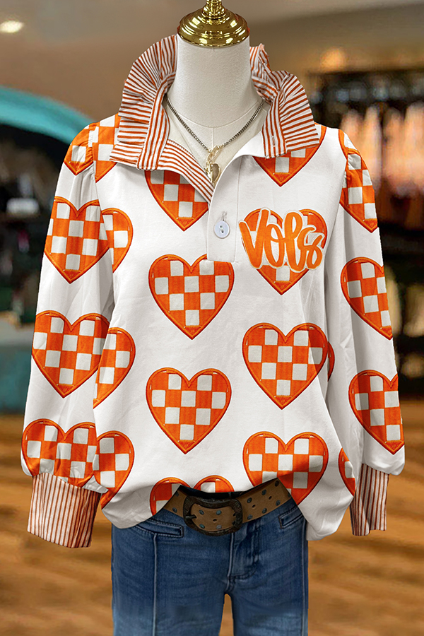 Game Day Heart Checkerboard Blouse